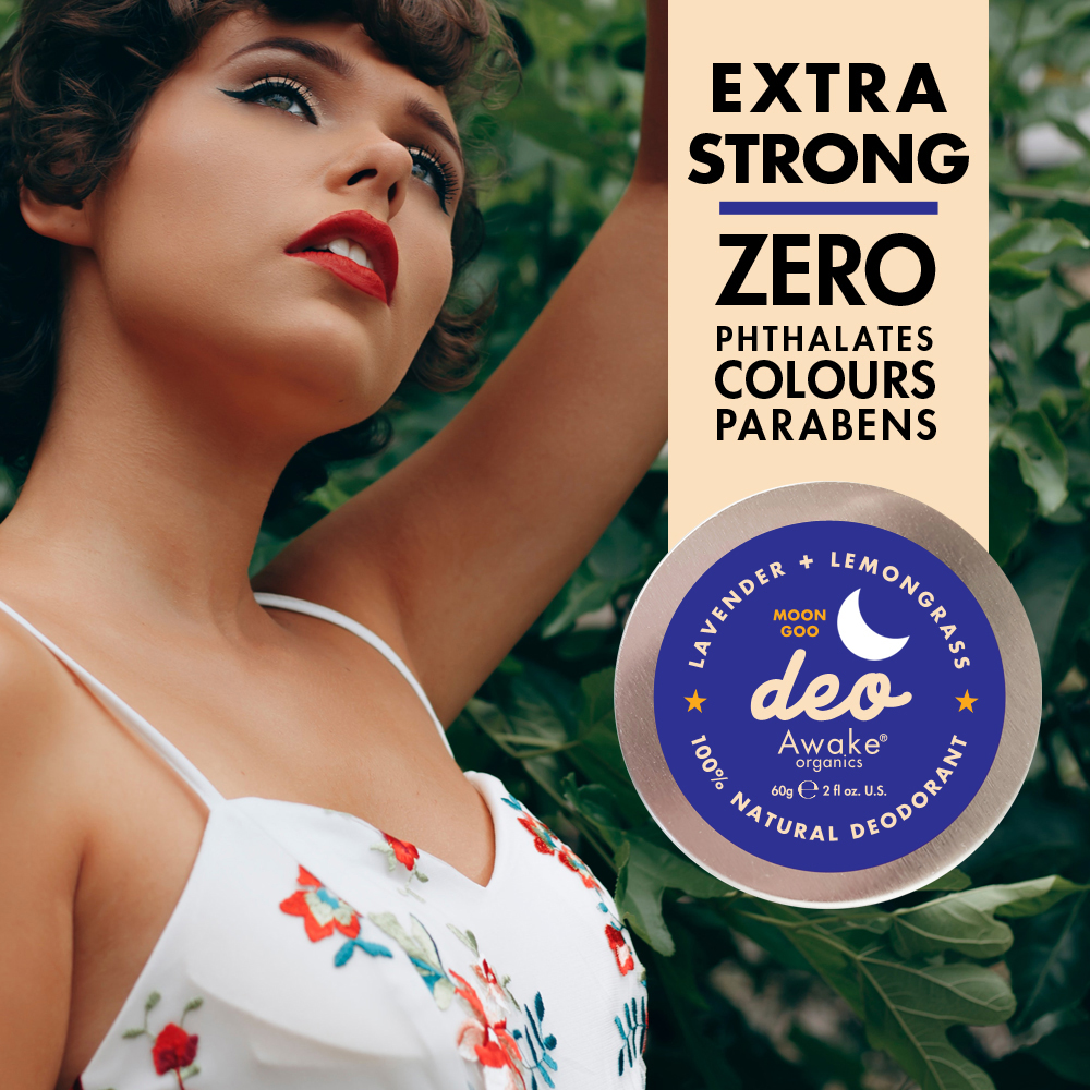 Plastic Free natural deodorant UK | Moon Goo | Aluminium Free | Cruelty Free | Awake Organics | soft texture
