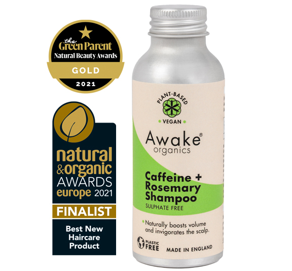 natural hair growth shampoo caffeine rosemary plastic free awake organics CUTOUT